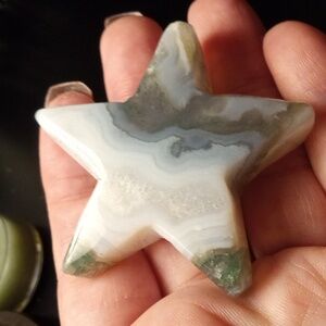 Moss Agate Star Carving